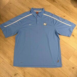 UNC Tarheels Nike FIT Polo Shirt Men XL Extra Large Dry NCAA Light Blue White